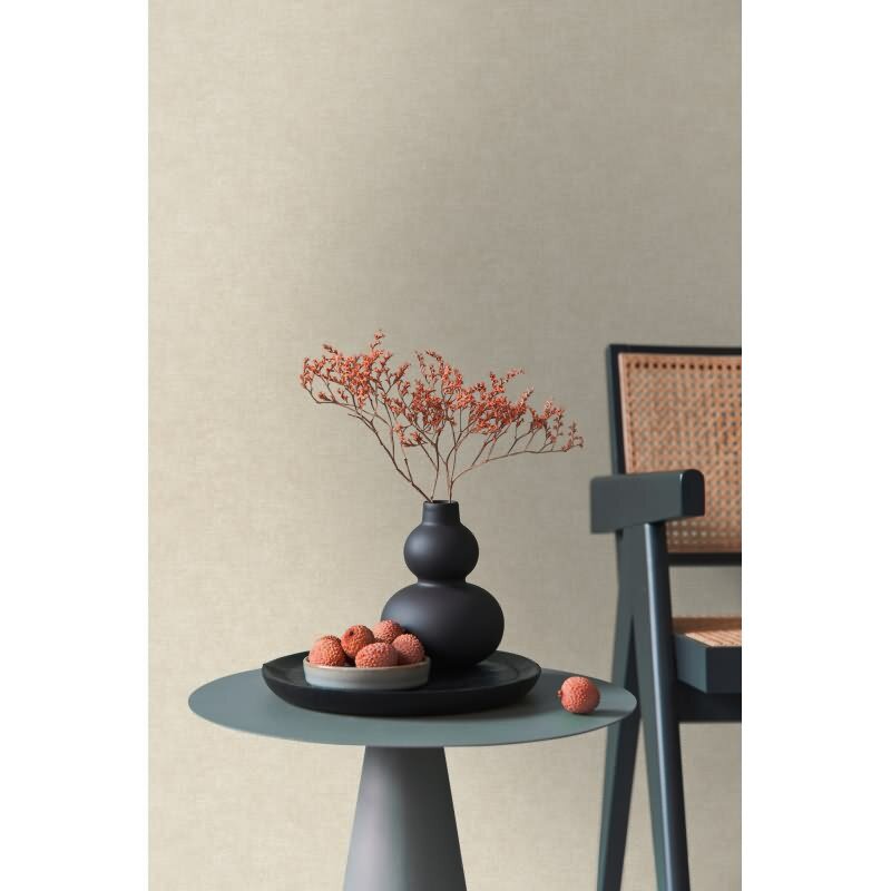 Struktur-Tapete Stoffoptik Hellbeige Vliestapete Leinenoptik (395654)