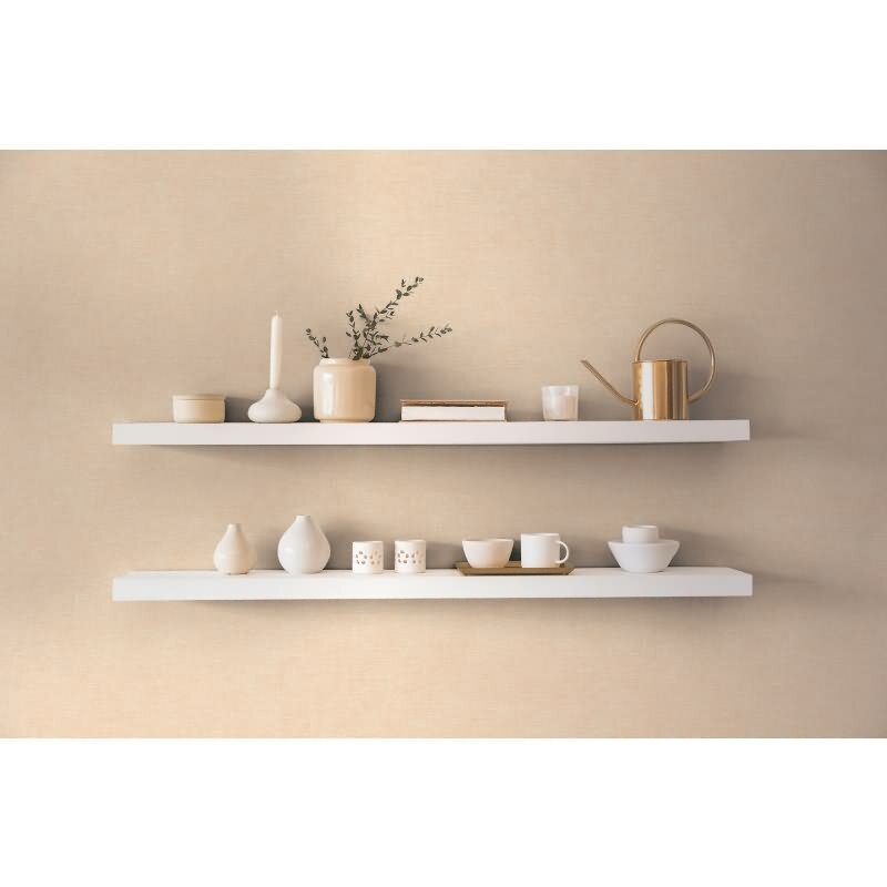 Leinenoptik Vliestapete Sand Beige warm Strukturtapete Stoffoptik (395656)