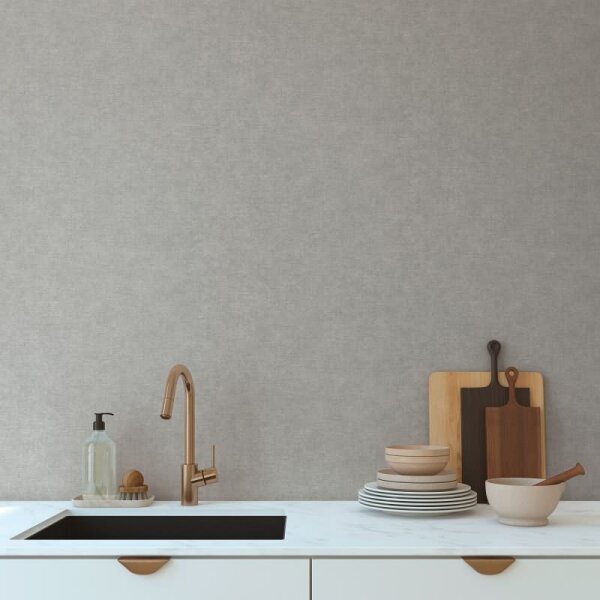 Uni-Tapete Leinenoptik Grau Einfarbige skandinavische Vliestapete (395659)