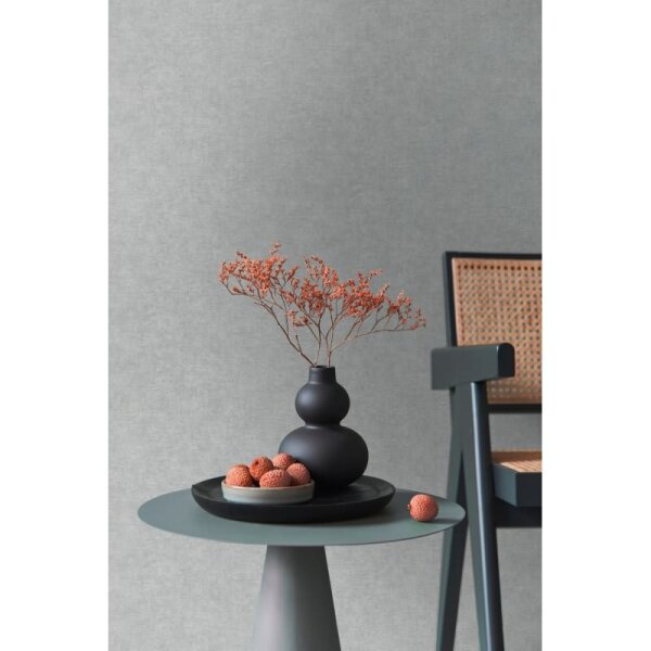 Uni-Tapete Leinenoptik Grau Einfarbige skandinavische Vliestapete (395659)