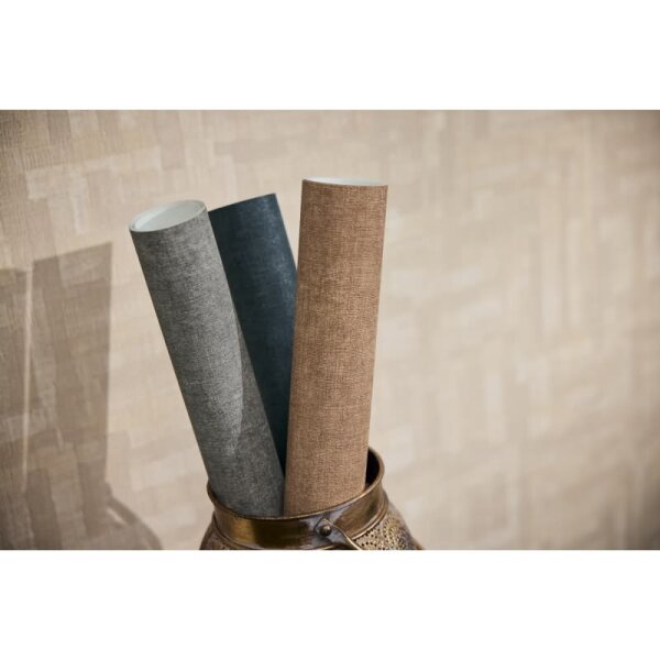 Uni-Tapete Stoffoptik Anthrazit Dunkle hochwertige moderne Vliestapete (395661)