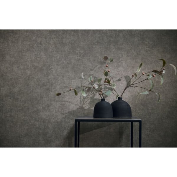 Uni-Tapete Stoffoptik Anthrazit Dunkle hochwertige moderne Vliestapete (395661)