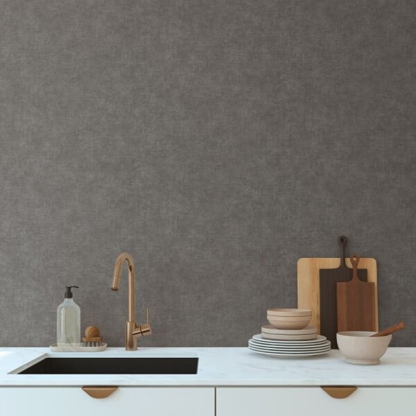 Vliestapete Leinenoptik Stahlblau moderne skandinavische Unitapete (395663)