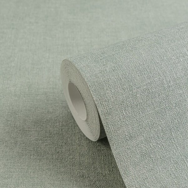Vliestapete Stoffoptik Salbeigrün strukturierte moderne Uni-Tapete (395665)