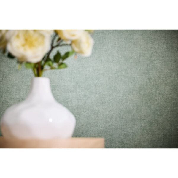 Vliestapete Stoffoptik Salbeigrün strukturierte moderne Uni-Tapete (395665)