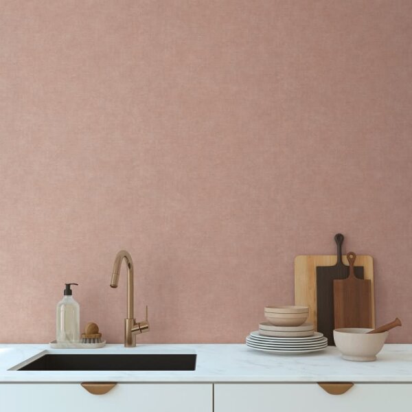 Tapete Stoffoptik Rosa Vliestapete strukturiert modern (395667)