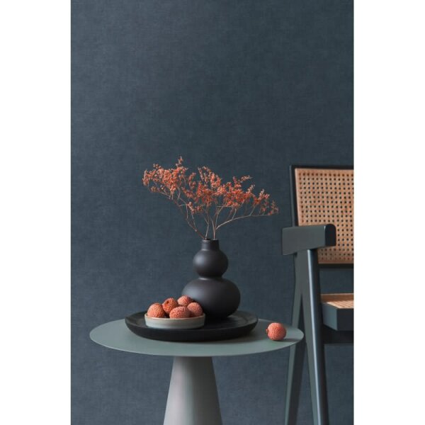 Vliestapete Dunkelblau Stoffoptik strukturiert Unitapete Leinenoptik (395672)