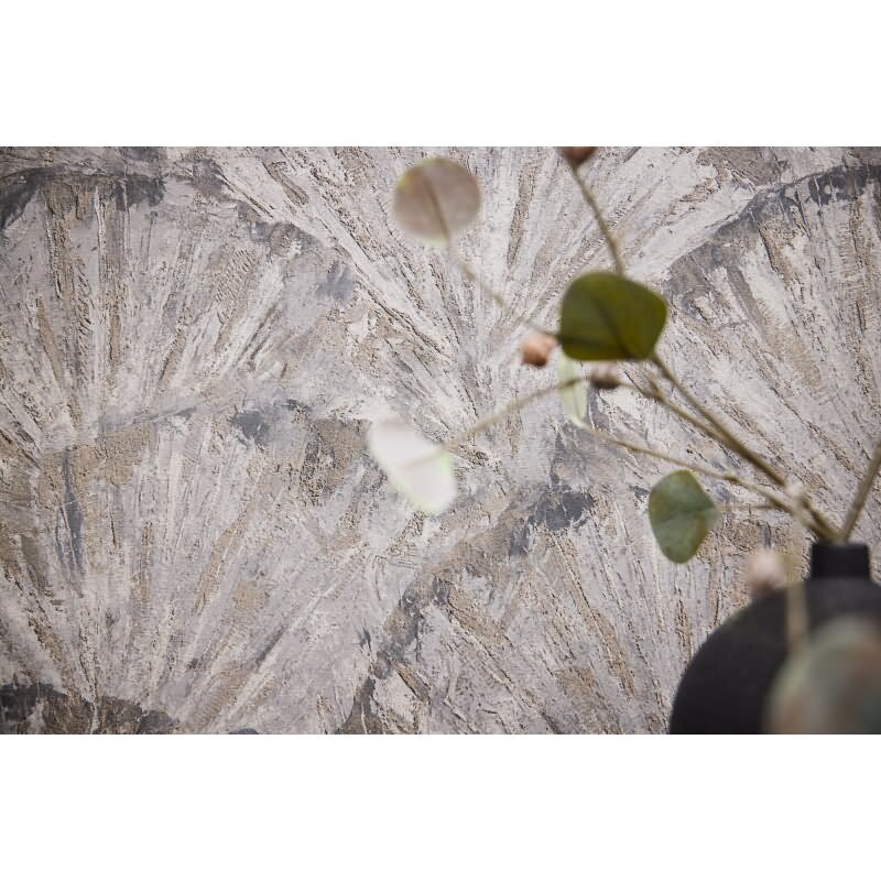 3D Tapete Beige Grau Tapete in Fächeroptik Struktur-Vliestapete (781981)