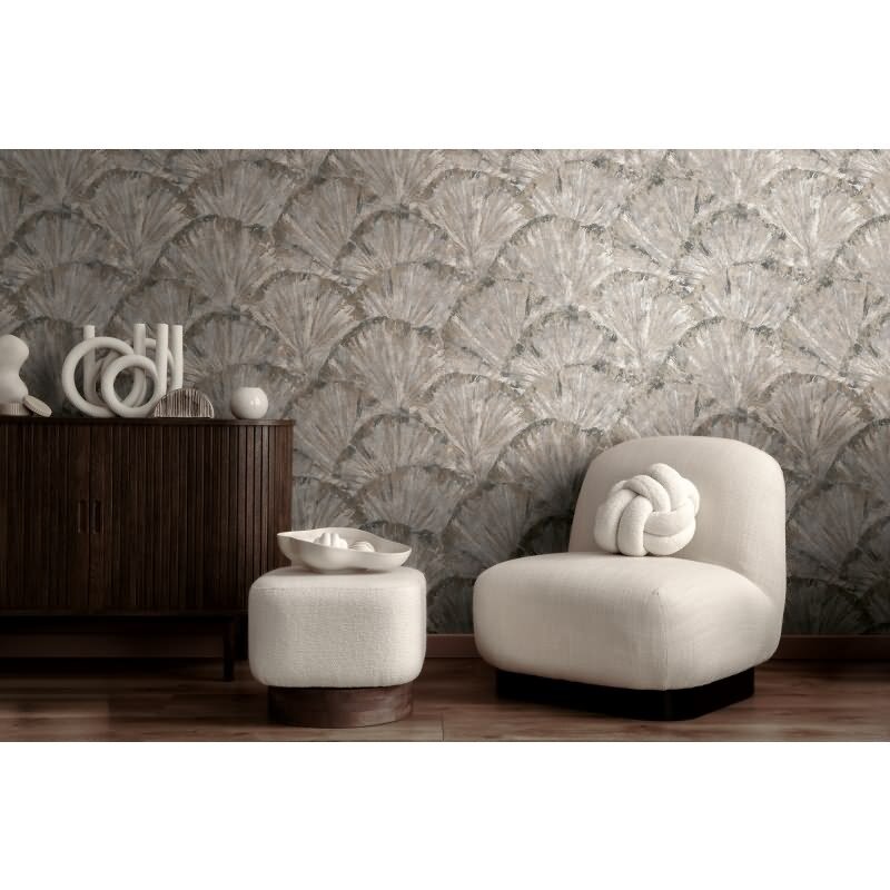 3D Tapete Beige Grau Tapete in Fächeroptik Struktur-Vliestapete (781981)