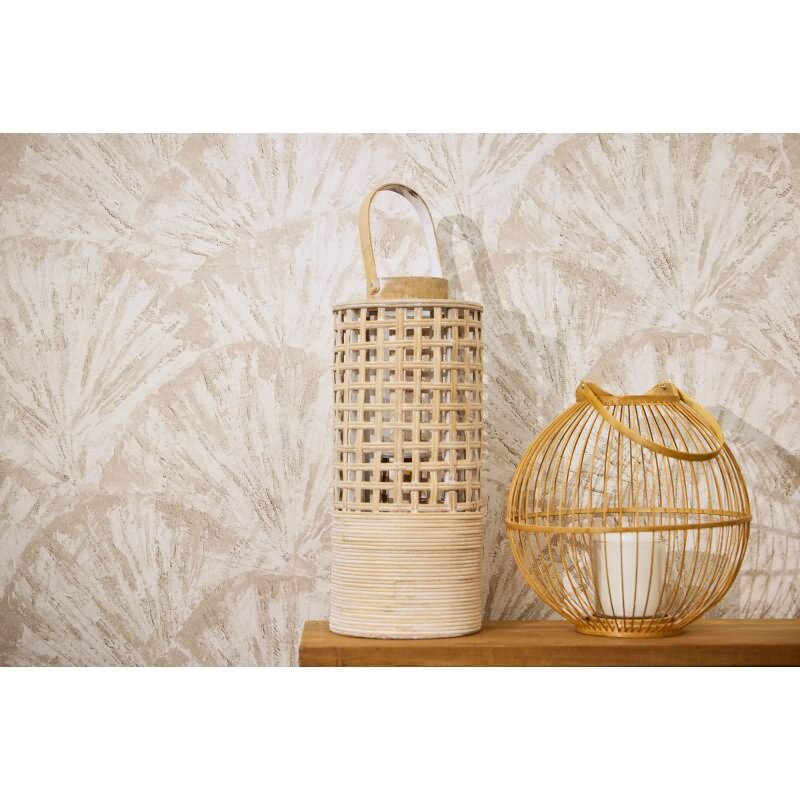 Struktur-Tapete in 3D Fächeroptik Creme Beige Vliestapete (781982)