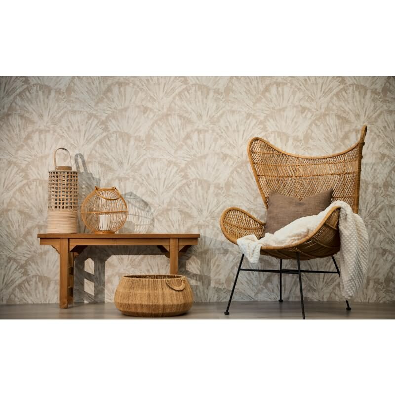 Struktur-Tapete in 3D Fächeroptik Creme Beige Vliestapete (781982)