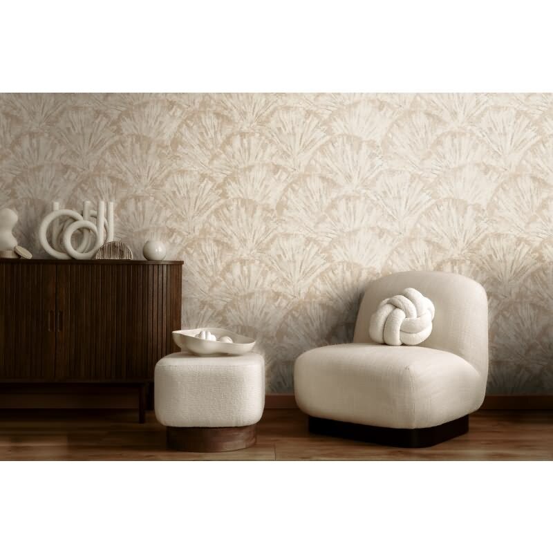 Struktur-Tapete in 3D Fächeroptik Creme Beige Vliestapete (781982)