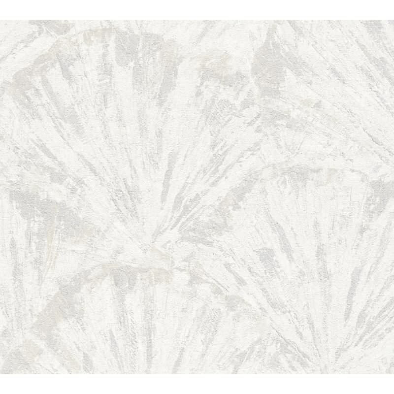 Struktur-Tapete mit 3D Fächermuster Weiß Hellgrau Vliestapete (781983)