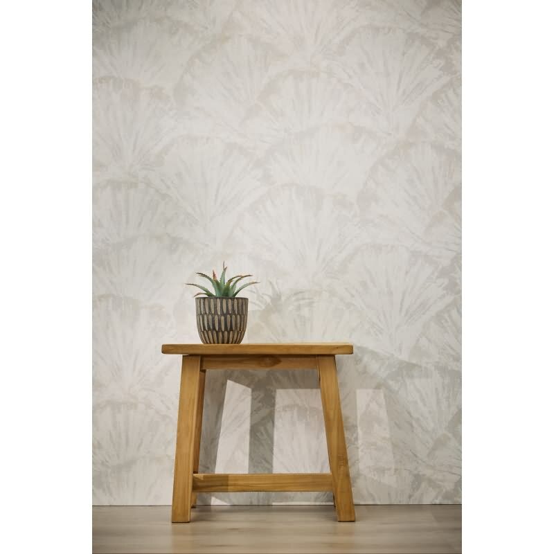 Struktur-Tapete mit 3D Fächermuster Weiß Hellgrau Vliestapete (781983)