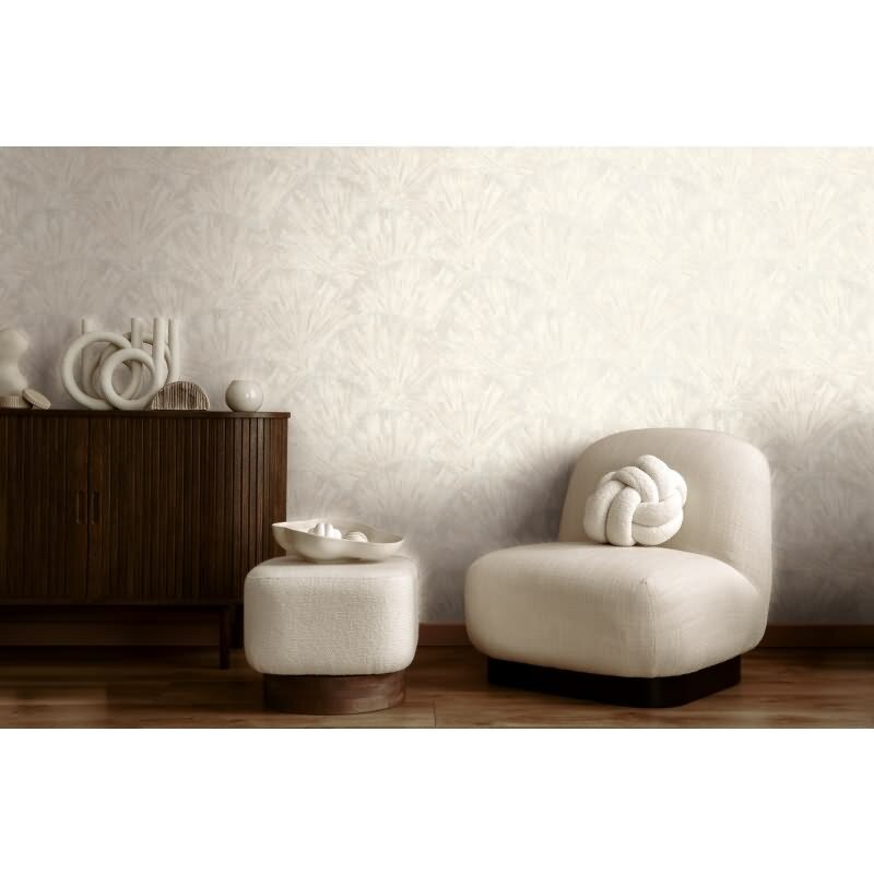 Struktur-Tapete mit 3D Fächermuster Weiß Hellgrau Vliestapete (781983)