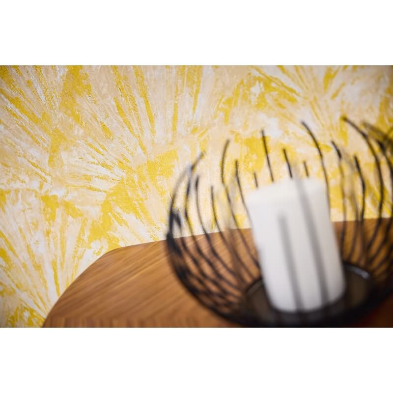 3D-Tapete mit Fächermuster Gelb Beige Struktur-Vliestapete (781984)