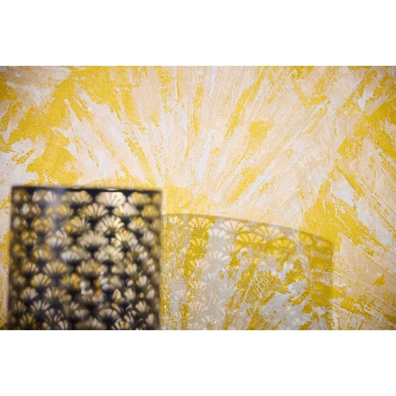 3D-Tapete mit Fächermuster Gelb Beige Struktur-Vliestapete (781984)