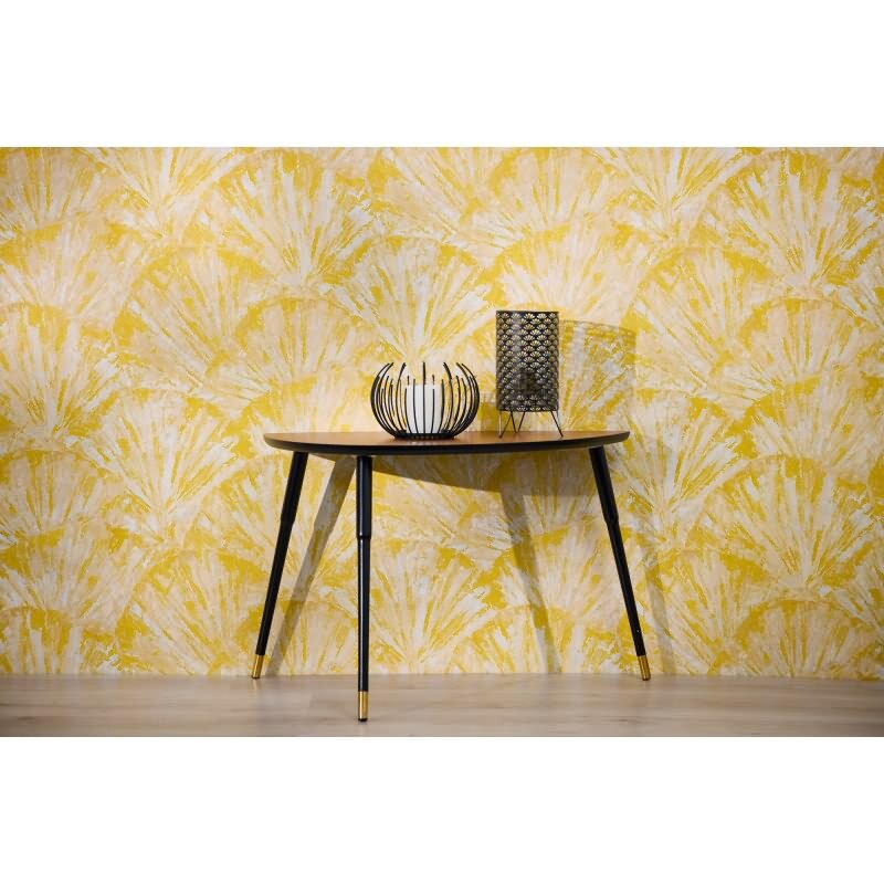 3D-Tapete mit Fächermuster Gelb Beige Struktur-Vliestapete (781984)