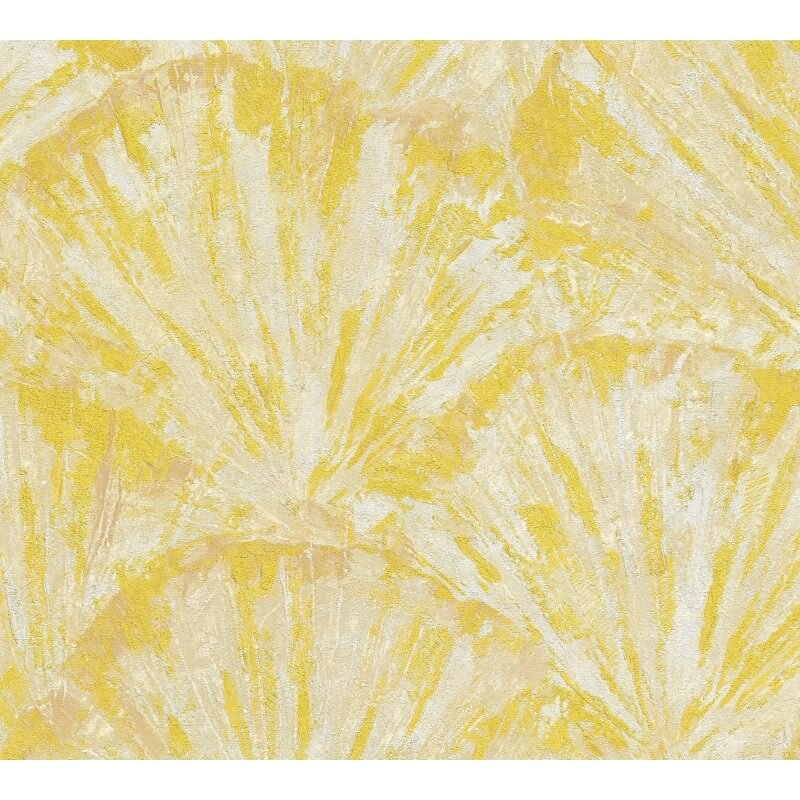 3D-Tapete mit Fächermuster Gelb Beige Struktur-Vliestapete (781984)