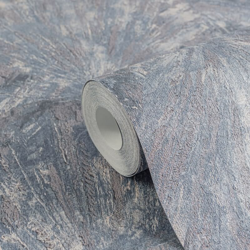 Fächer-Tapete Blau Braun Grau Strukturierte 3D-Vliestapete (781985)