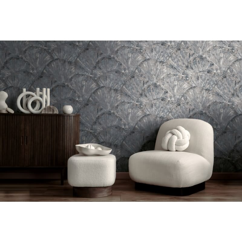 Fächer-Tapete Blau Braun Grau Strukturierte 3D-Vliestapete (781985)