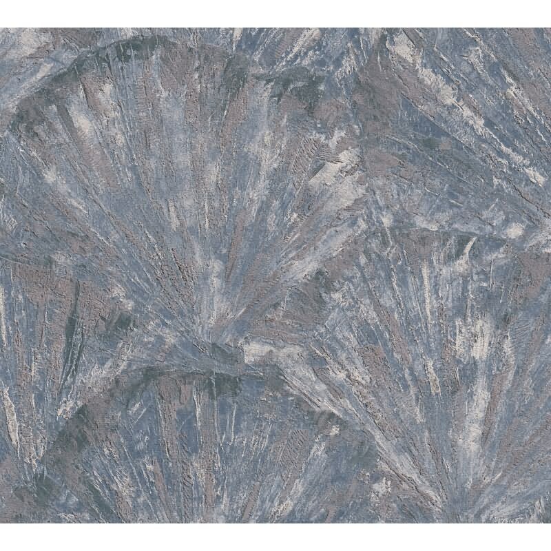 Fächer-Tapete Blau Braun Grau Strukturierte 3D-Vliestapete (781985)