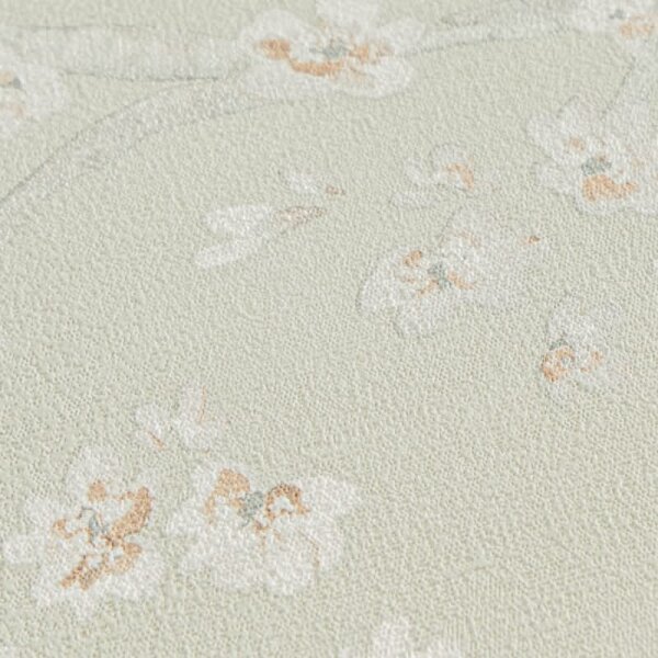 Blütenzweig Tapete floral Vintage Grün Weiß Rosa Vliestapete Kirschblüten (781991)