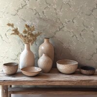 Bl&uuml;tenzweig Tapete floral Vintage Gr&uuml;n...