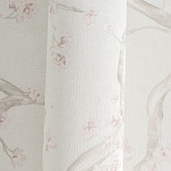 Kirschblüten Tapete Hellgrau Rosa Weiß Japanisches florale Vliestapete modern (781995)