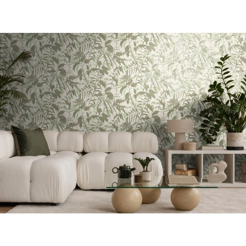 Botanik Tapete Grün Gold Metallic Blättermuster Vliestapete Dschungel (782031)