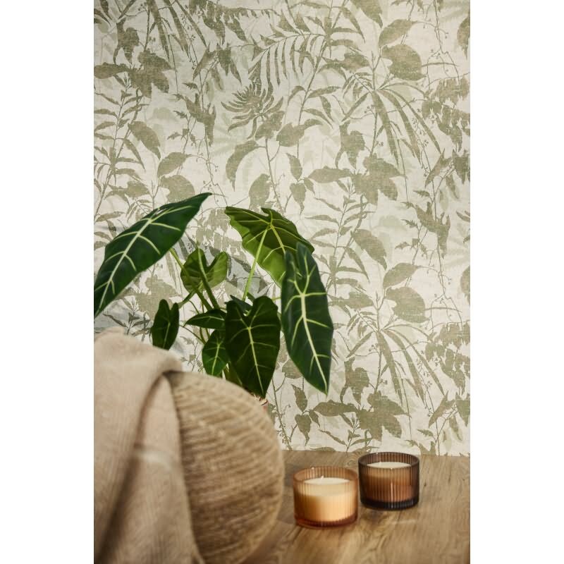 Botanik Tapete Grün Gold Metallic Blättermuster Vliestapete Dschungel (782031)