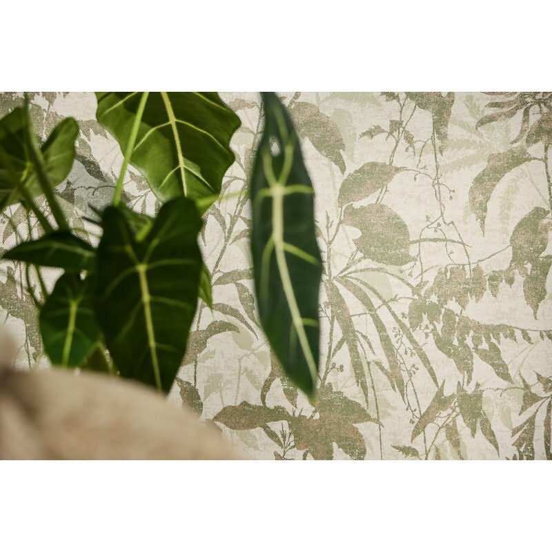 Botanik Tapete Grün Gold Metallic Blättermuster Vliestapete Dschungel (782031)
