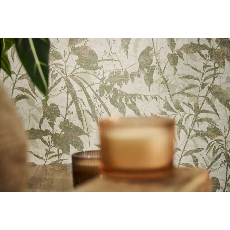 Botanik Tapete Grün Gold Metallic Blättermuster Vliestapete Dschungel (782031)