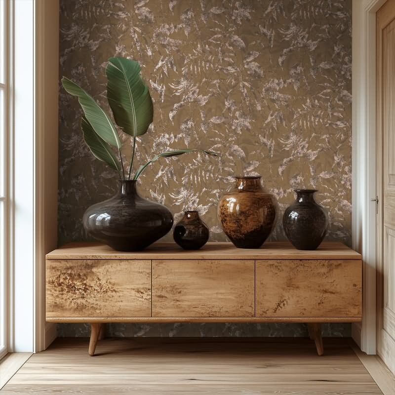 Tapete Dschungel Braun Metallic Naturmuster in Vintage Optik Vliestapete (782034)