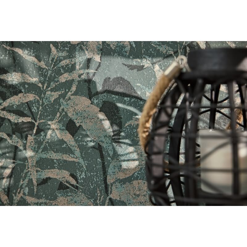 Dschungel Tapete Blau Grün Gold Metallic Pflanzen Blätter Vliestapete (782035)