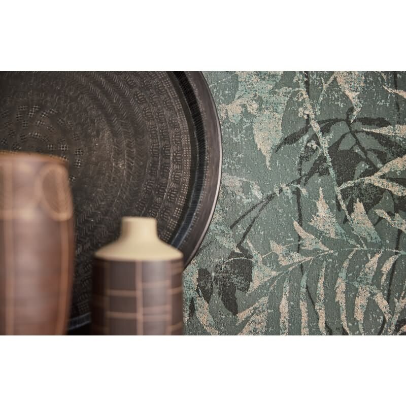 Dschungel Tapete Blau Grün Gold Metallic Pflanzen Blätter Vliestapete (782035)