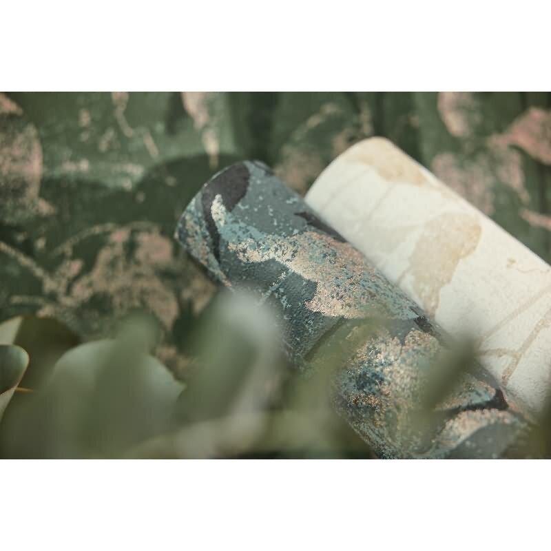 Dschungel Tapete Blau Grün Gold Metallic Pflanzen Blätter Vliestapete (782035)