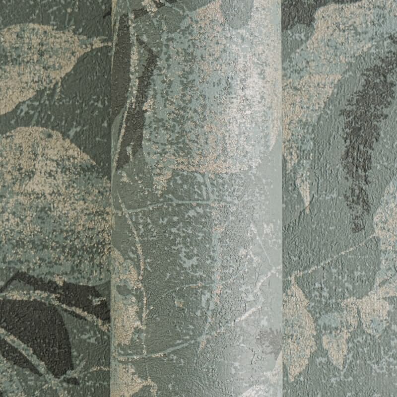 Dschungel Tapete Blau Grün Gold Metallic Pflanzen Blätter Vliestapete (782035)