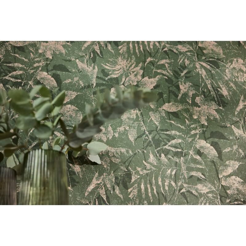 Dschungel Tapete Dunkelgrün Gold Metallic Pflanzendesign Blätter Vliestapete (782036)