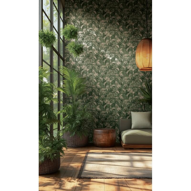 Dschungel Tapete Dunkelgrün Gold Metallic Pflanzendesign Blätter Vliestapete (782036)