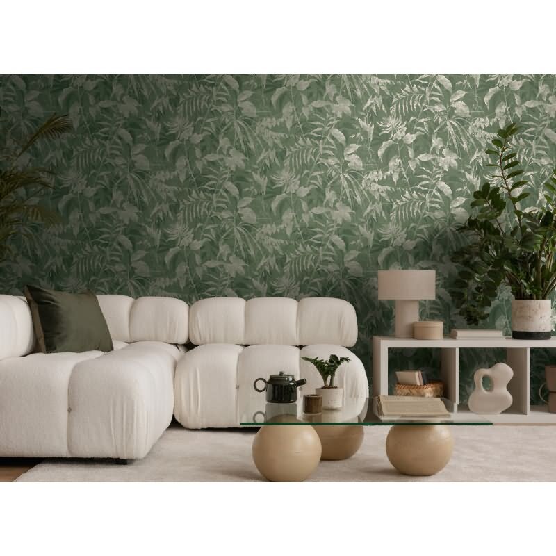 Dschungel Tapete Dunkelgrün Gold Metallic Pflanzendesign Blätter Vliestapete (782036)
