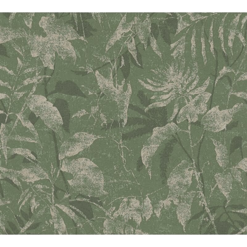Dschungel Tapete Dunkelgrün Gold Metallic Pflanzendesign Blätter Vliestapete (782036)
