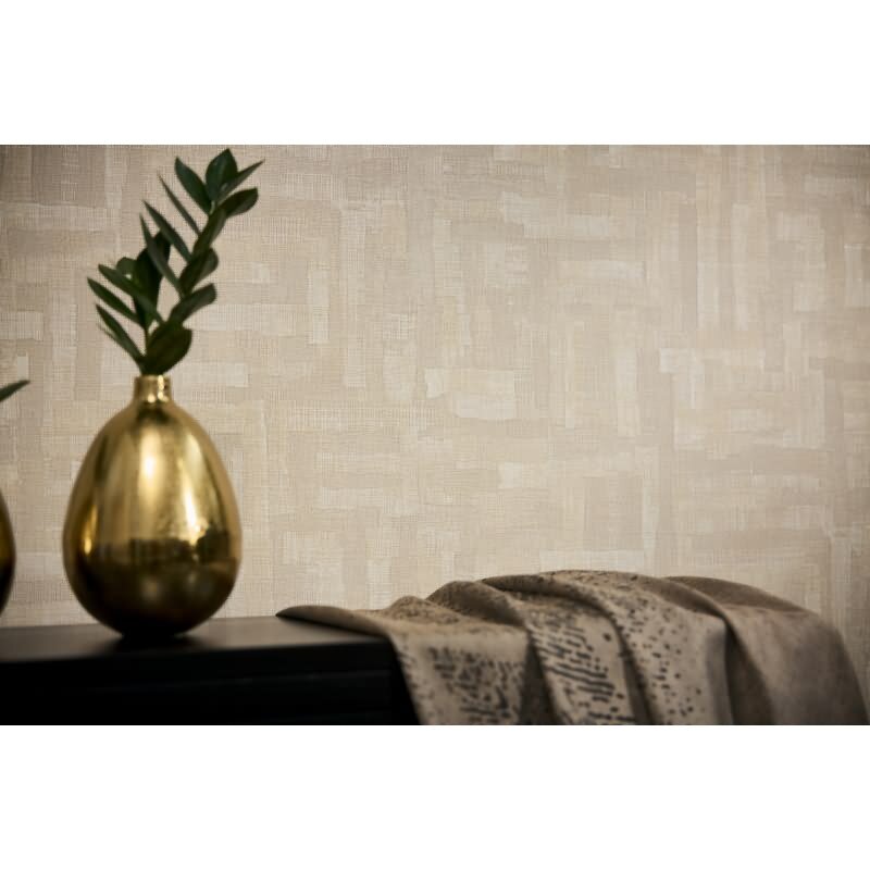 Muster Strukturtapete mit Teppich-Leinenoptik Beige Creme Vliestapete (782041)