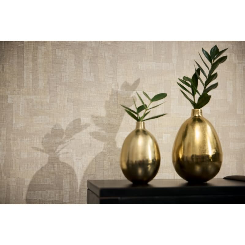 Muster Strukturtapete mit Teppich-Leinenoptik Beige Creme Vliestapete (782041)