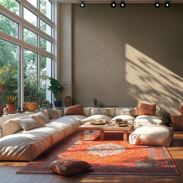 Mustertapete Grau Hellbraun Vintage Vliestapete Leinen-Stoffoptik (782042)