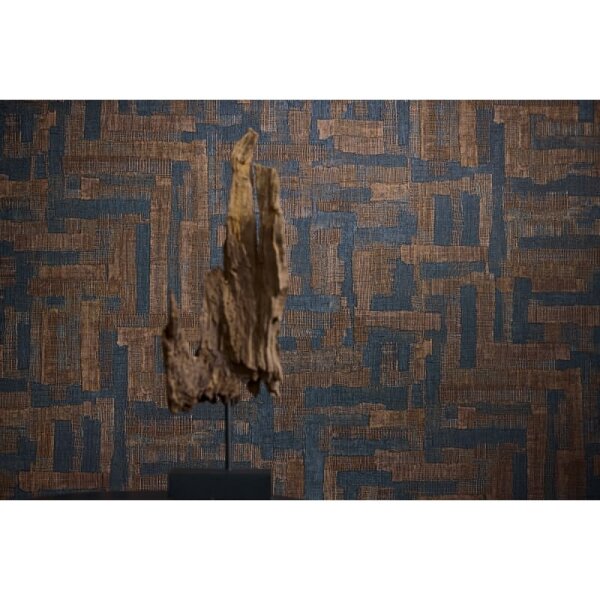 Strukturtapete mit Stoffoptik Braun Dunkelblau Muster-Vliestapete (782043)