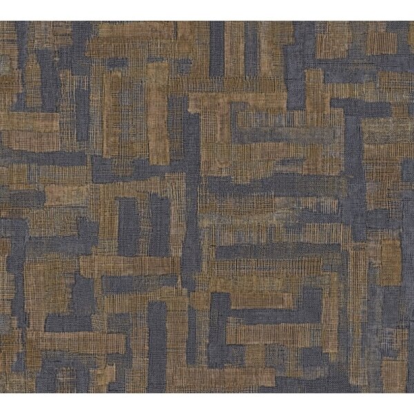 Strukturtapete mit Stoffoptik Braun Dunkelblau Muster-Vliestapete (782043)