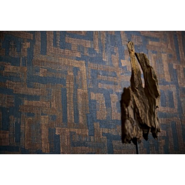 Strukturtapete mit Stoffoptik Braun Dunkelblau Muster-Vliestapete (782043)