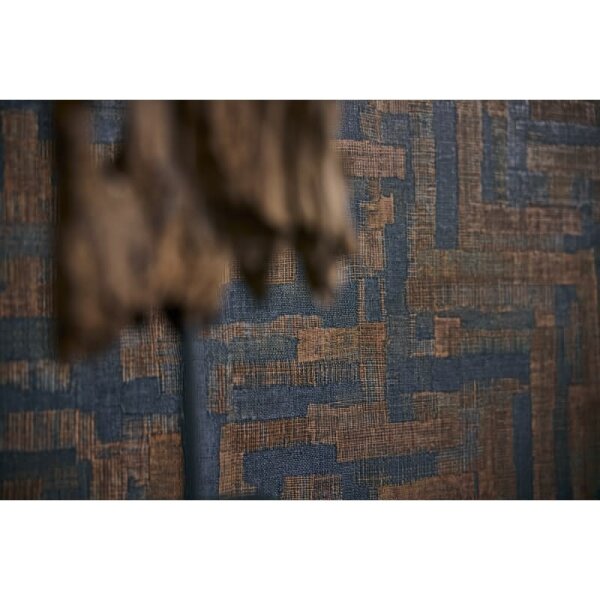 Strukturtapete mit Stoffoptik Braun Dunkelblau Muster-Vliestapete (782043)