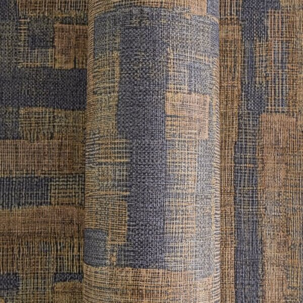 Strukturtapete mit Stoffoptik Braun Dunkelblau Muster-Vliestapete (782043)